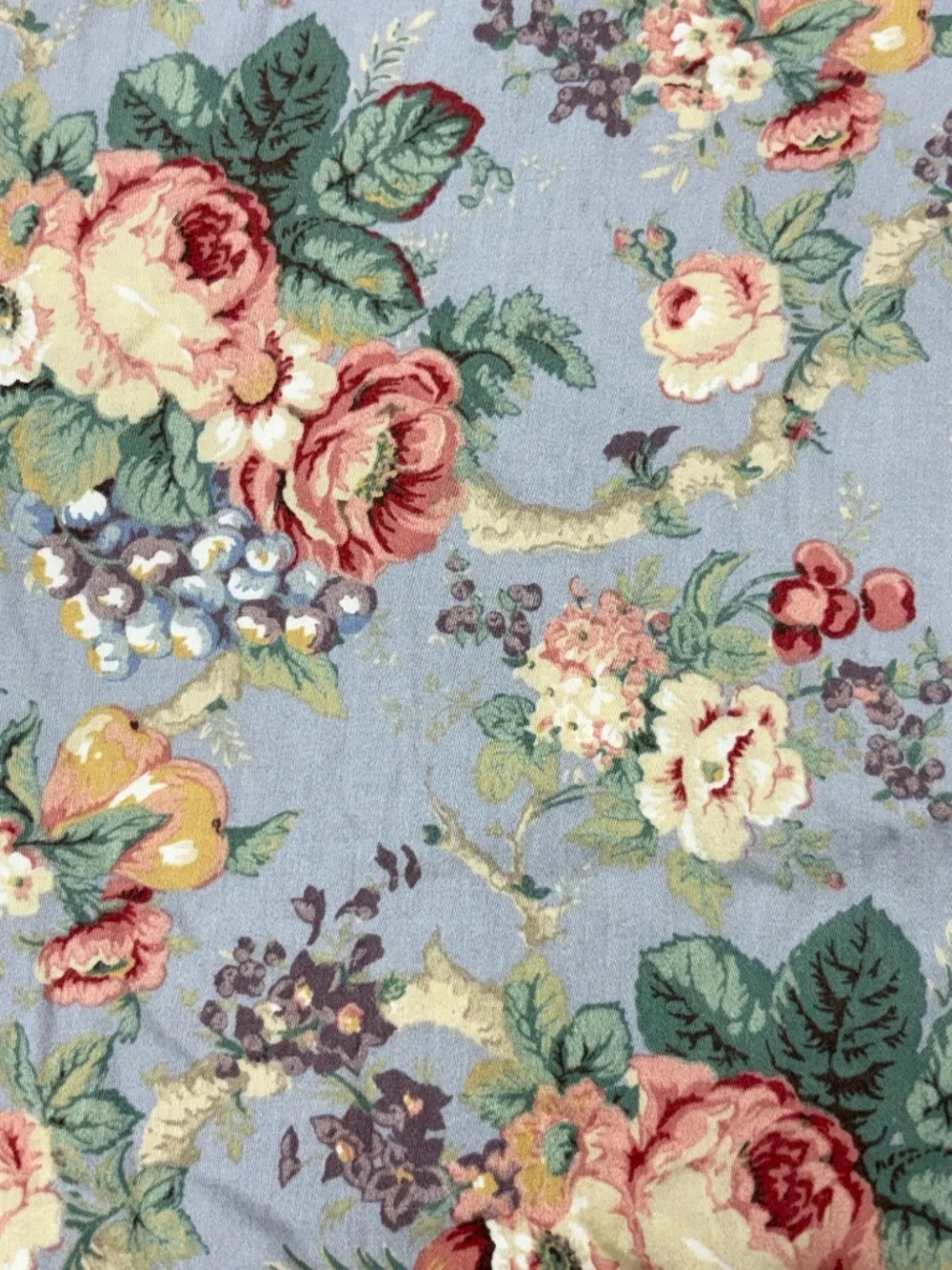 RAYMOND WAITES vintage cotton queen pillowcase one floral traditional English